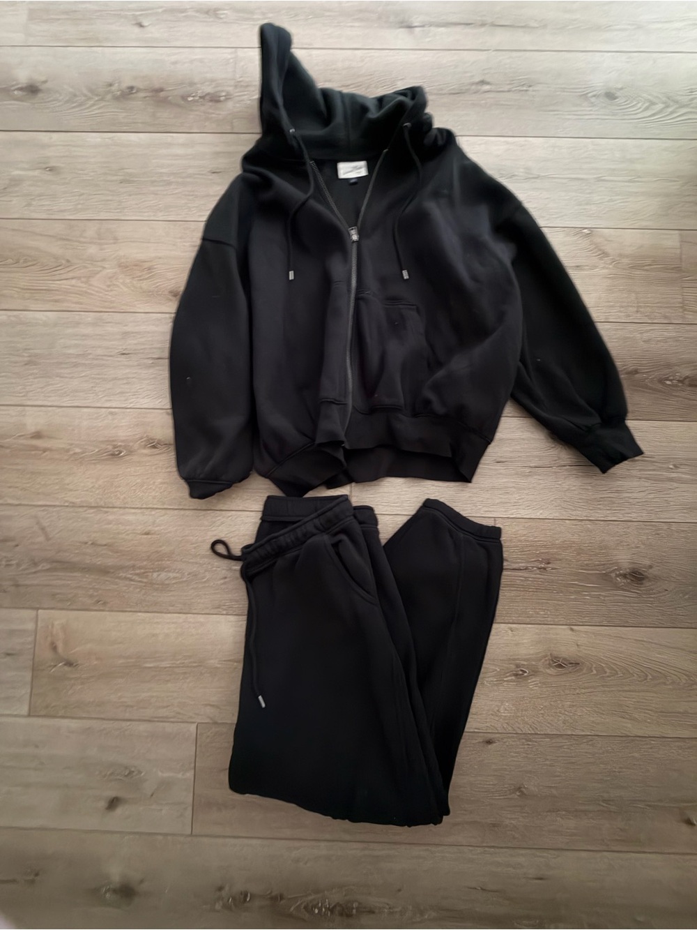 Black Women's Zip Hoodie & barrel leg Jogger Set